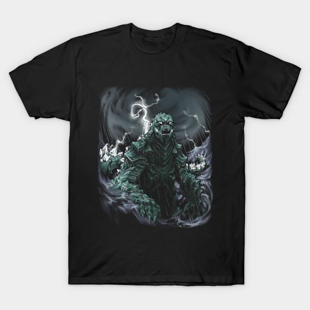 Kaiju Kings - Emperor Gojira - Grayscale - T-Shirt by Woodrat